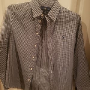 Boys long sleeve black and white checkered shirt